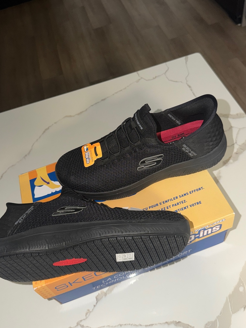 Skechers Black Slip-On GOwalk Mesh Sneaker with Pink Insole